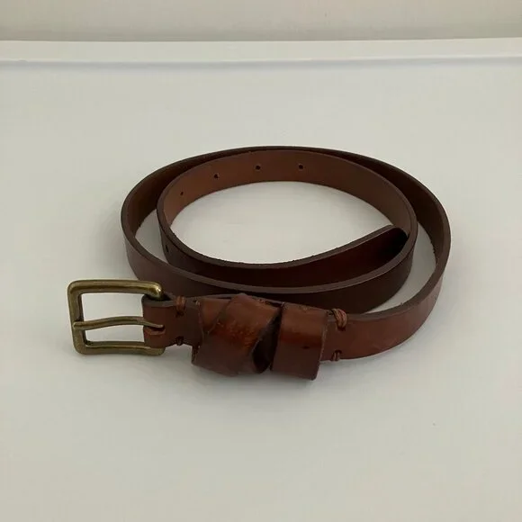 Madewell Genuine Leather Brown Belt with Gold Buckle - Picture 2 of 6
